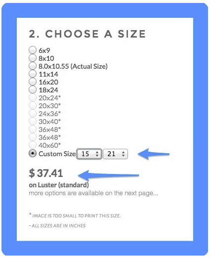 print sizing